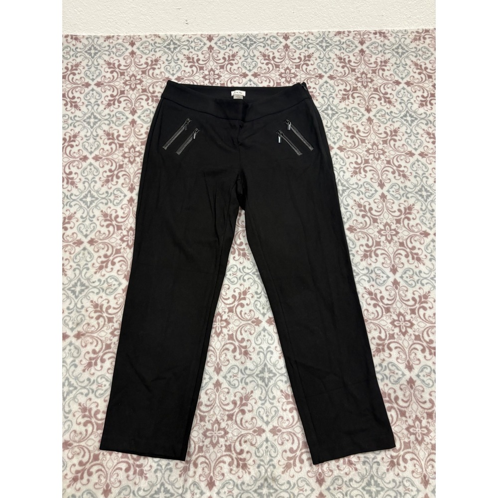 Cache Womens Black Double Zipper Trim Dress Pants Size 6 Side Zip Trousers